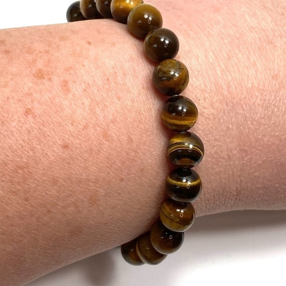 Bracelet Tiger’s Eye Stone Stretch Natural Polished Stones - Picture 4 of 5